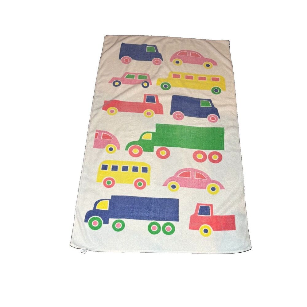 Marimekko Litho-Graphics Bo Boo cars and trucks Beach Towel Made USA 56" x 35"